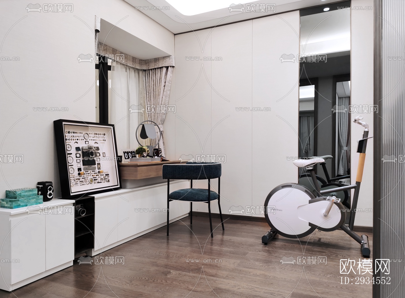 新中式平层效果图下载（渲染图13）