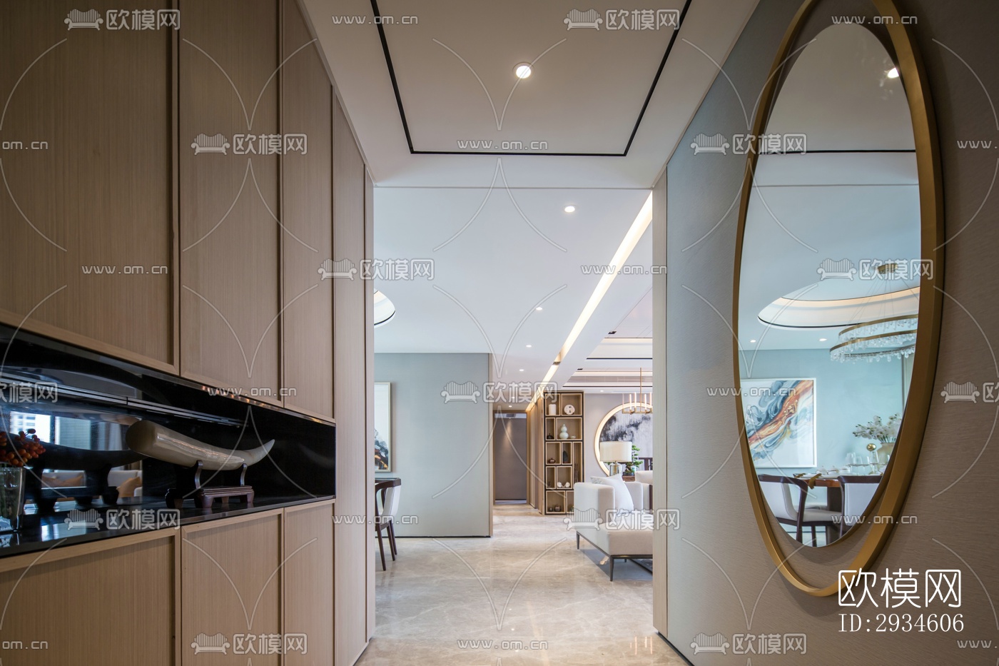 新中式平层效果图下载（渲染图13）