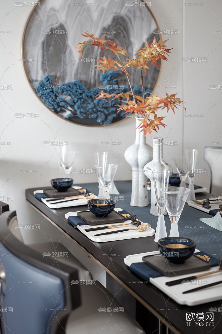 新中式平层效果图下载（渲染图16）