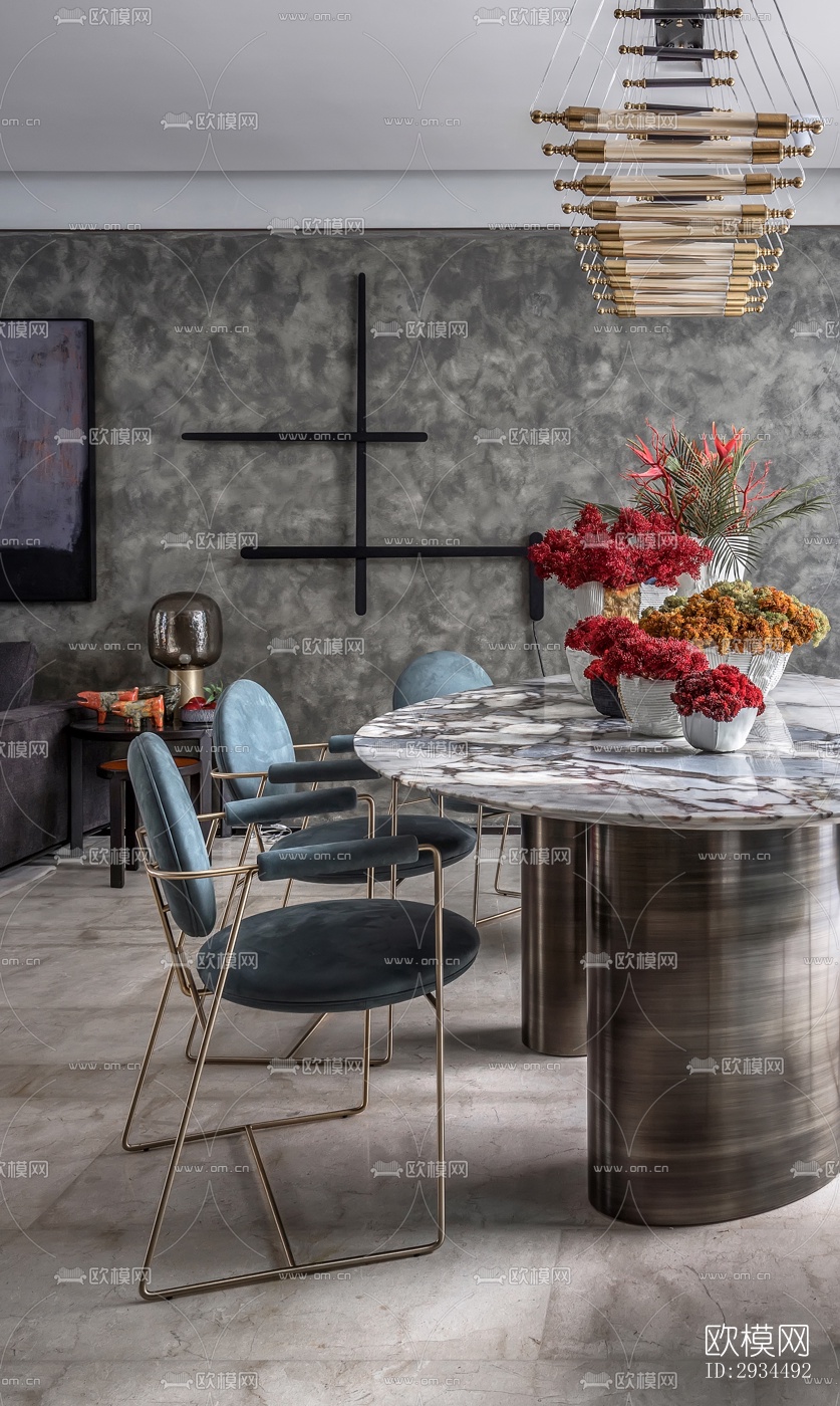 新中式平层效果图下载（渲染图11）