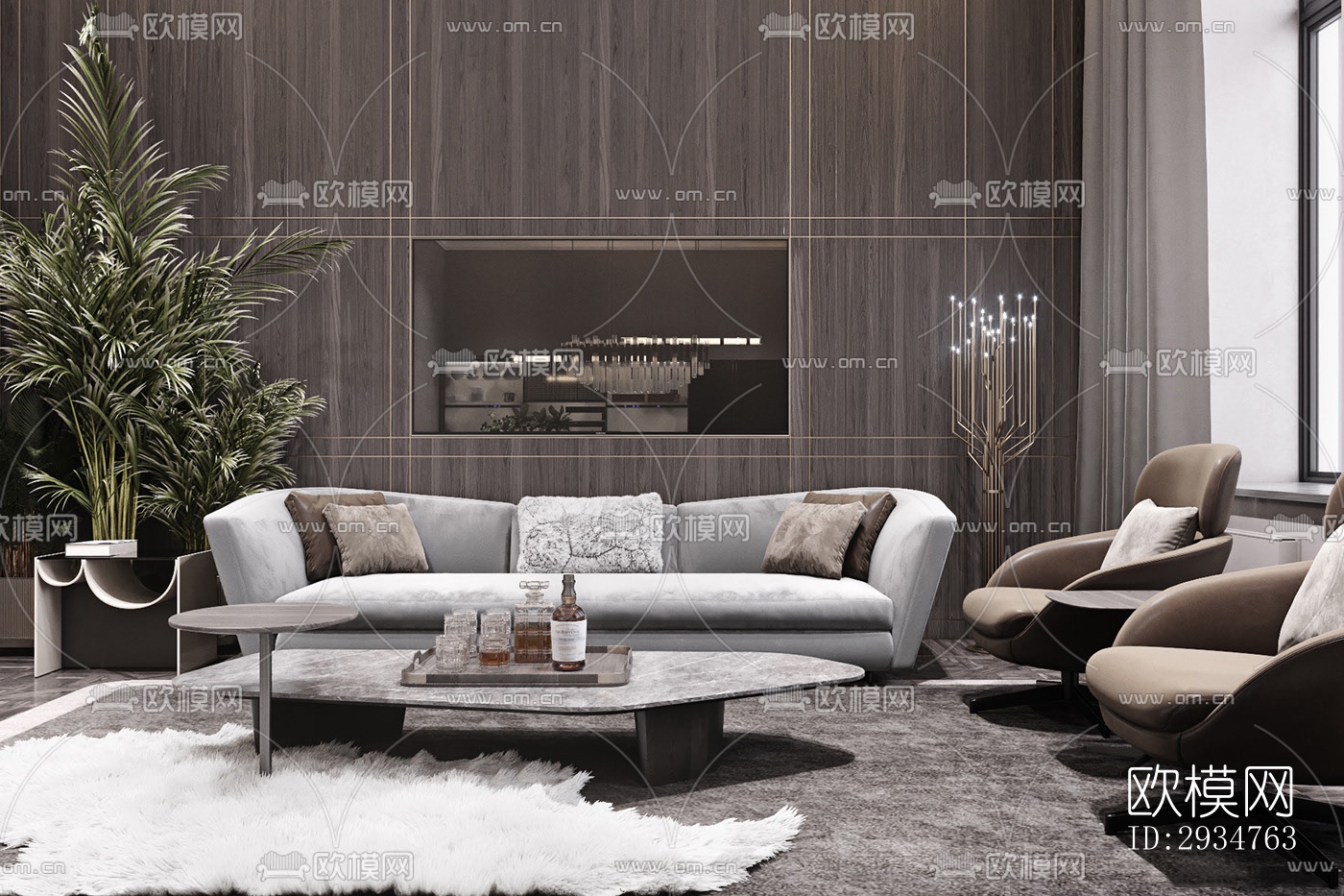 现代平层效果图下载（渲染图18）