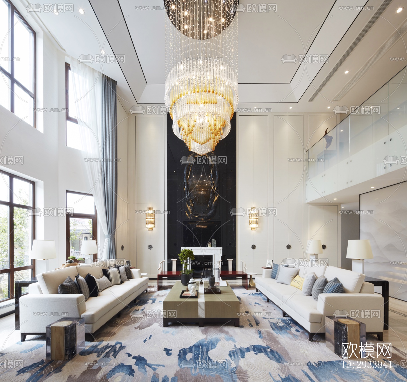 新中式别墅效果图下载（渲染图17）