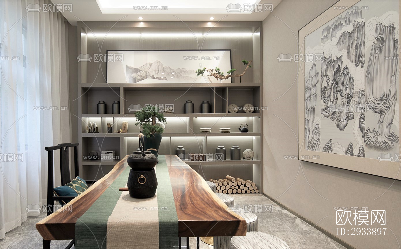 新中式别墅效果图下载（渲染图14）