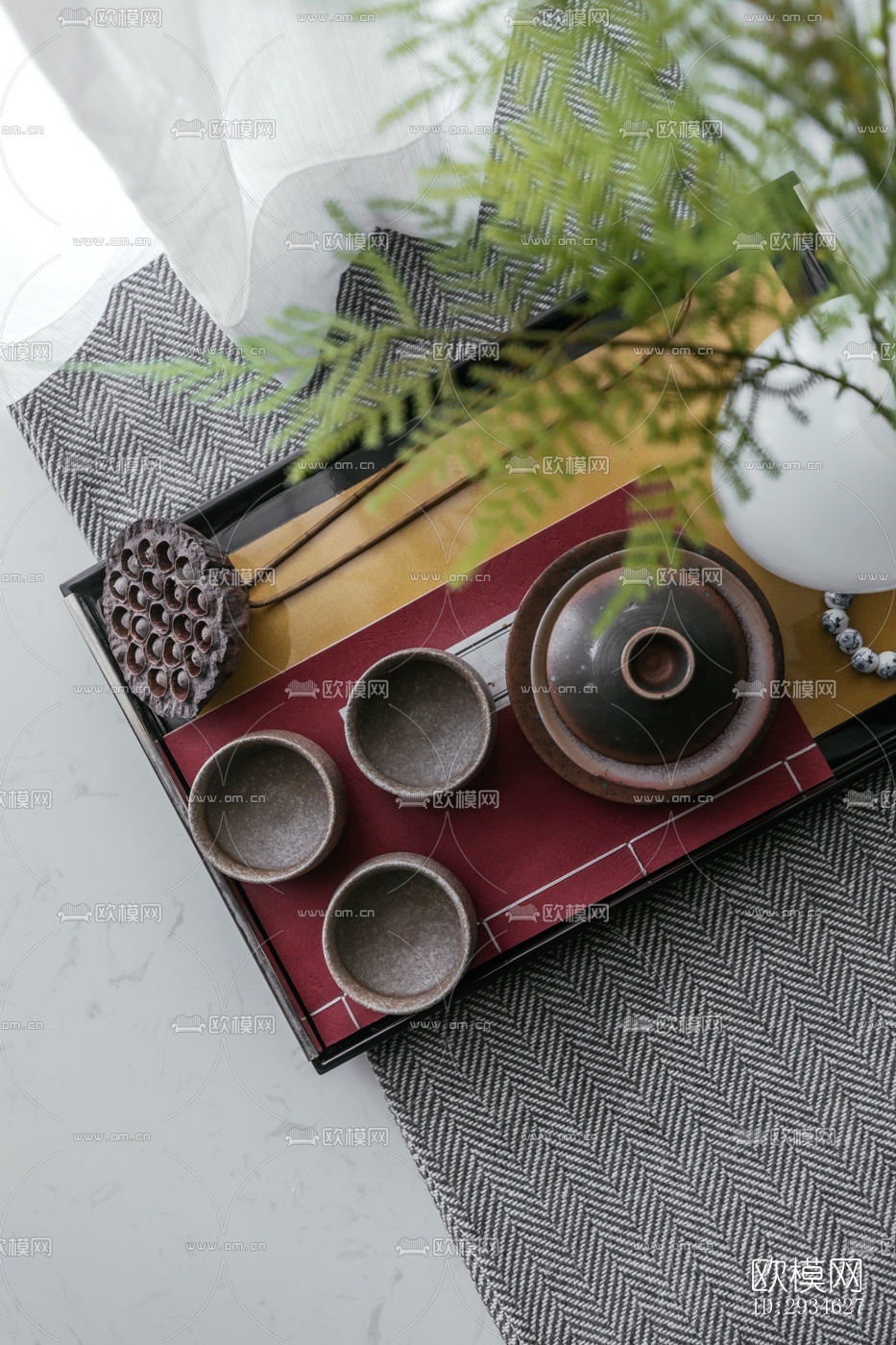 新中式平层效果图下载（渲染图12）