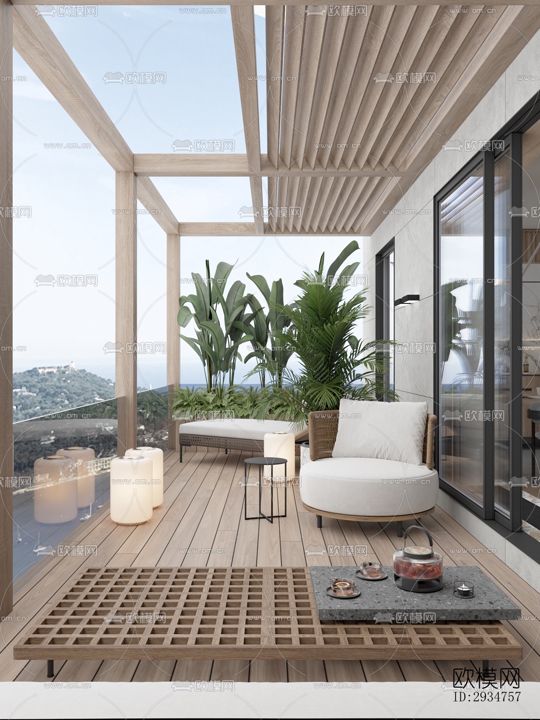 现代平层效果图下载（渲染图7）