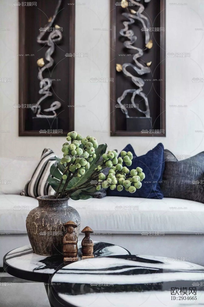 新中式平层效果图下载（渲染图18）