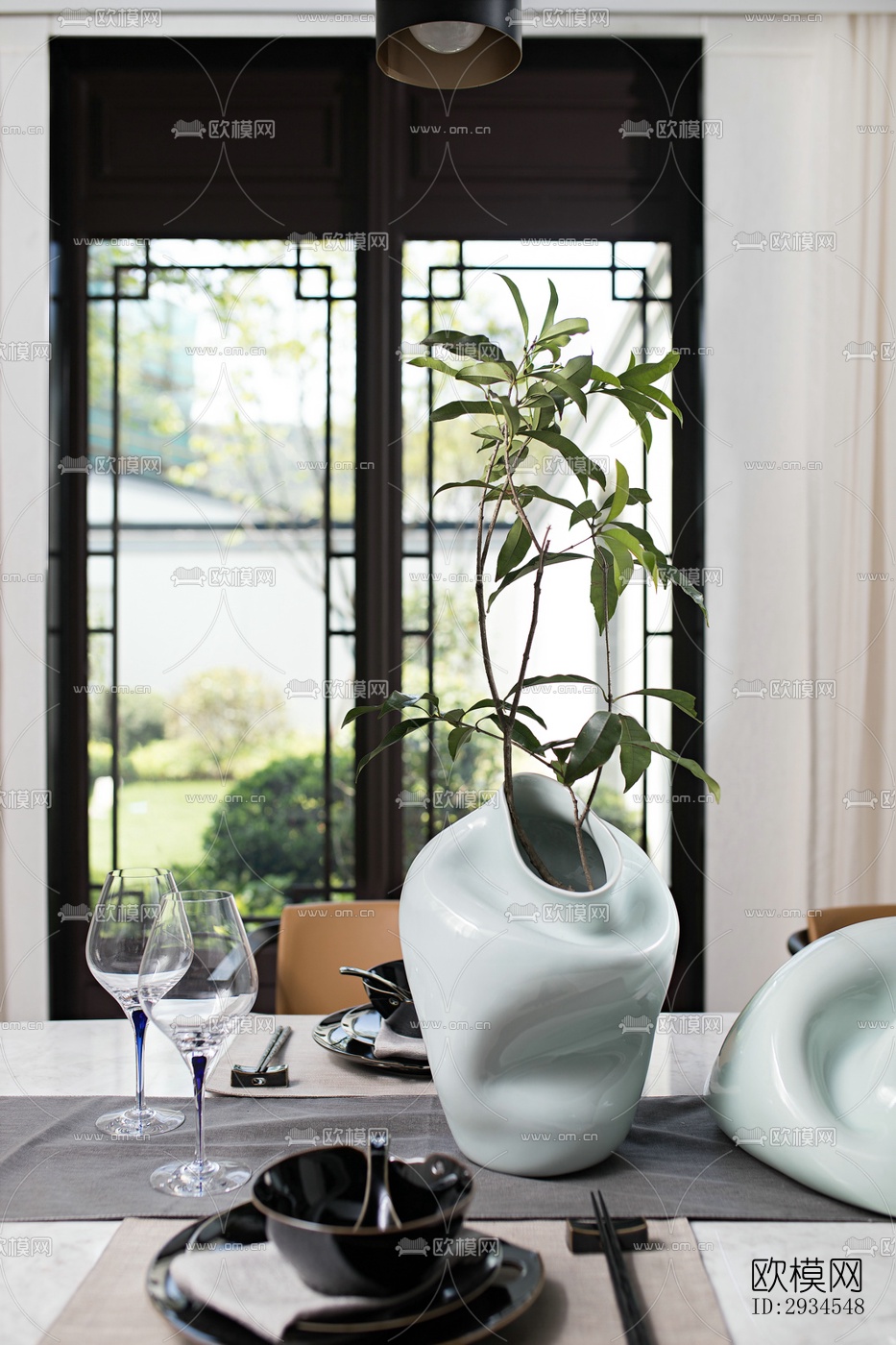 新中式平层效果图下载（渲染图3）