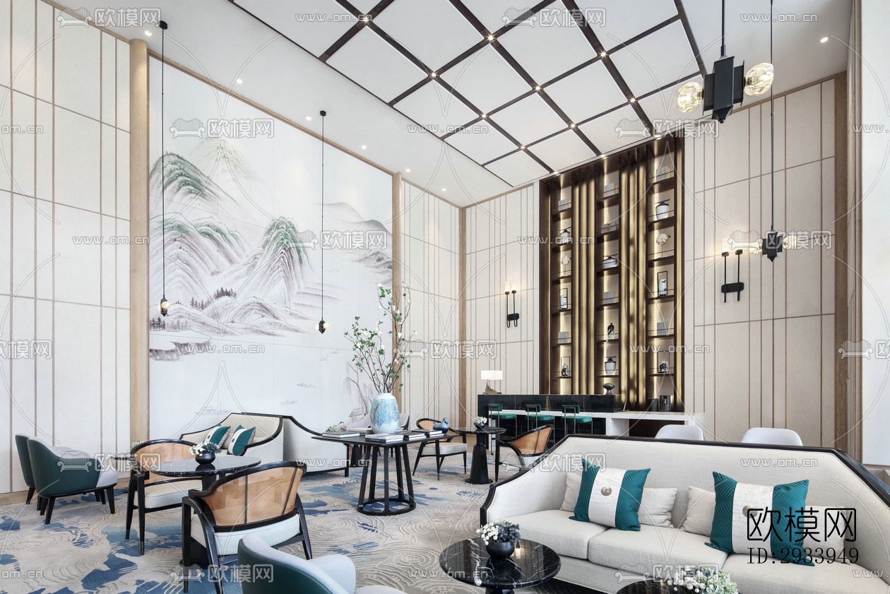 新中式别墅效果图下载（渲染图3）