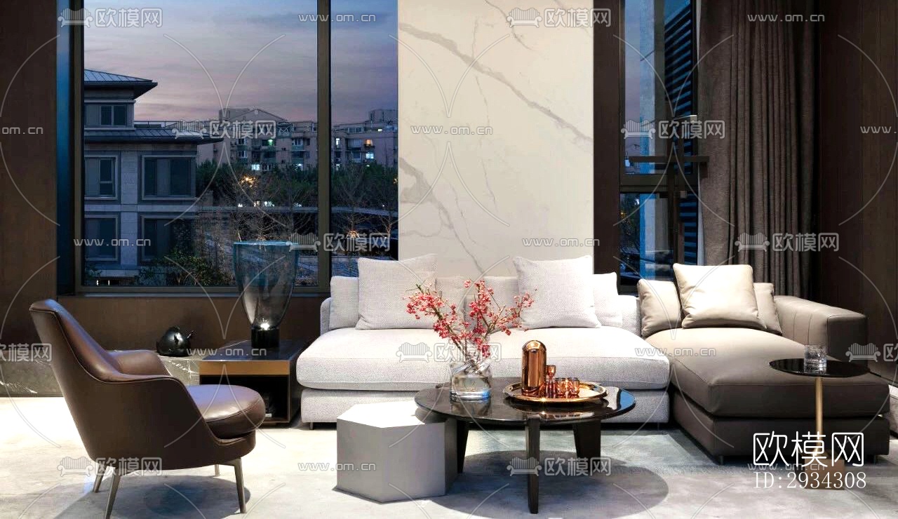 现代复式效果图下载（渲染图18）