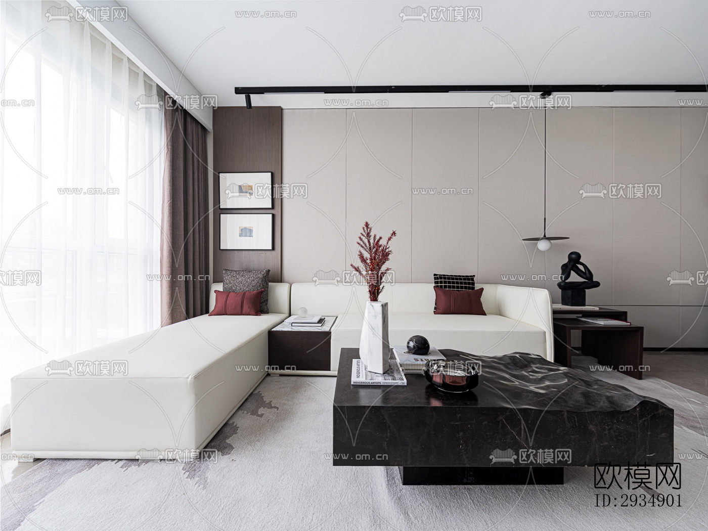 现代平层效果图下载（渲染图10）