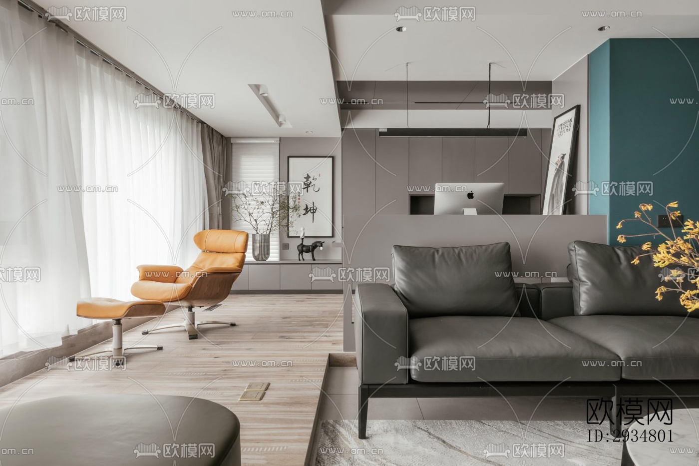 现代平层效果图下载（渲染图11）