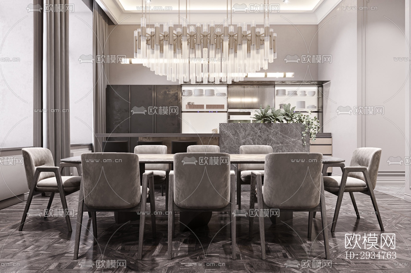 现代平层效果图下载（渲染图3）