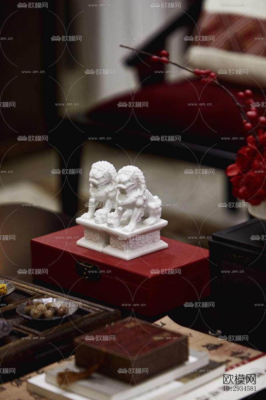 新中式平层效果图下载（渲染图12）