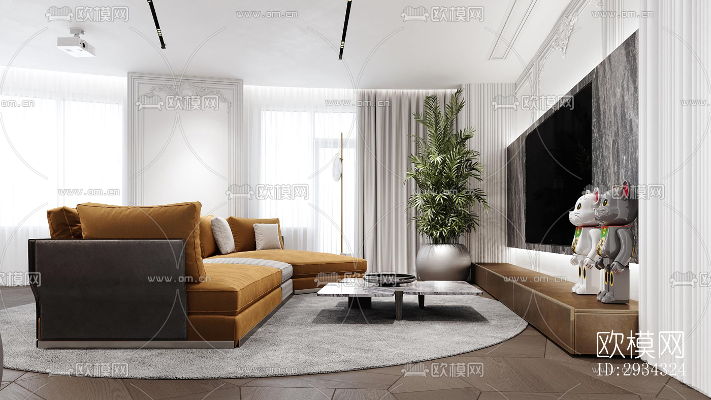 现代复式效果图下载（渲染图11）