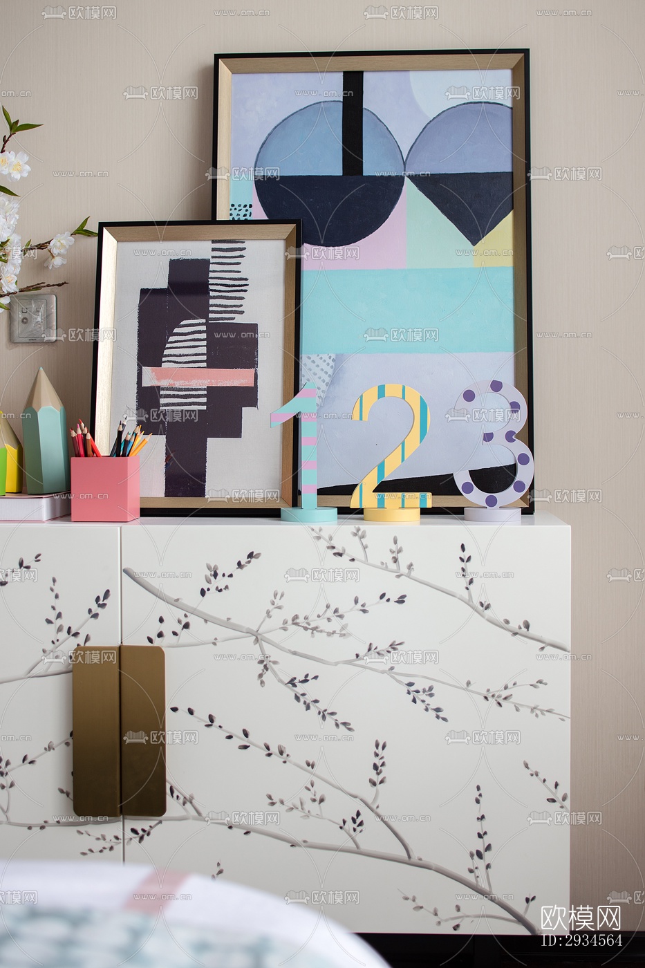 新中式平层效果图下载（渲染图12）