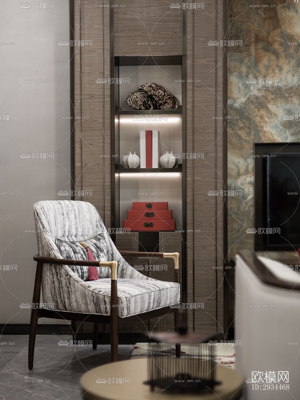 新中式平层效果图下载（渲染图14）