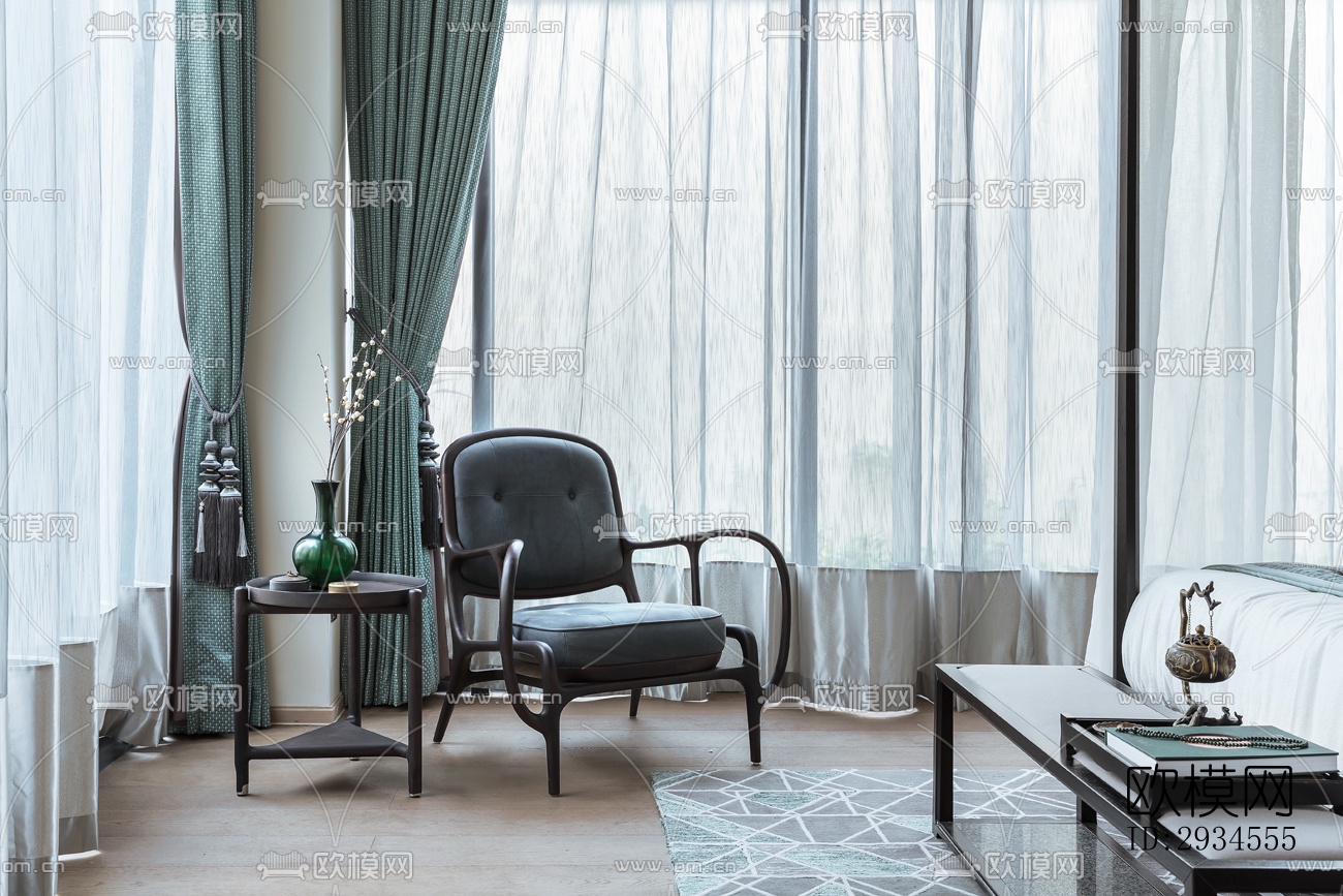 新中式平层效果图下载（渲染图5）