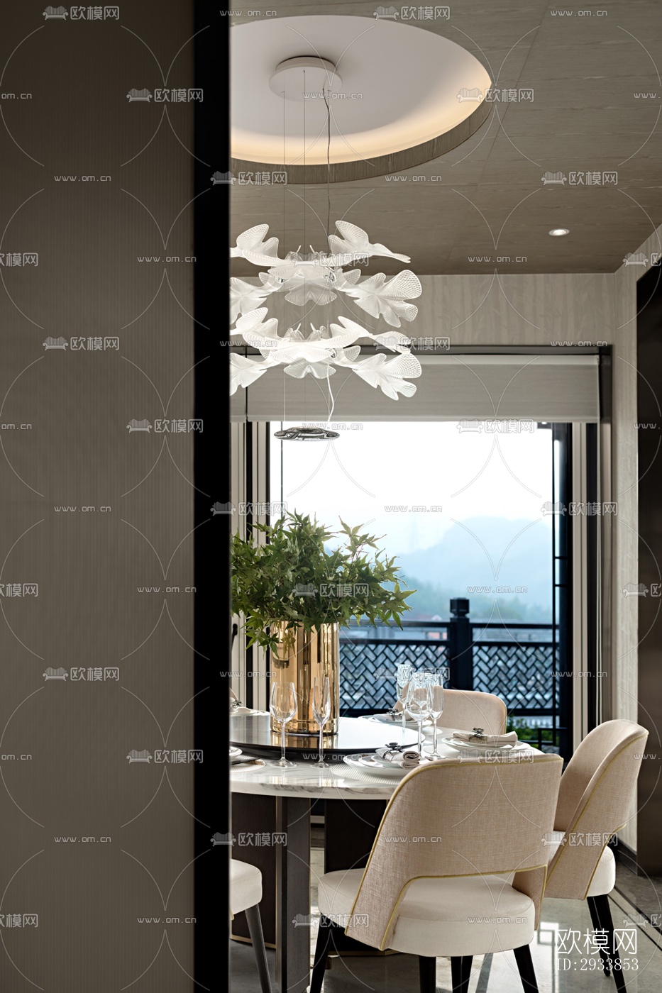 中式别墅效果图下载（渲染图11）