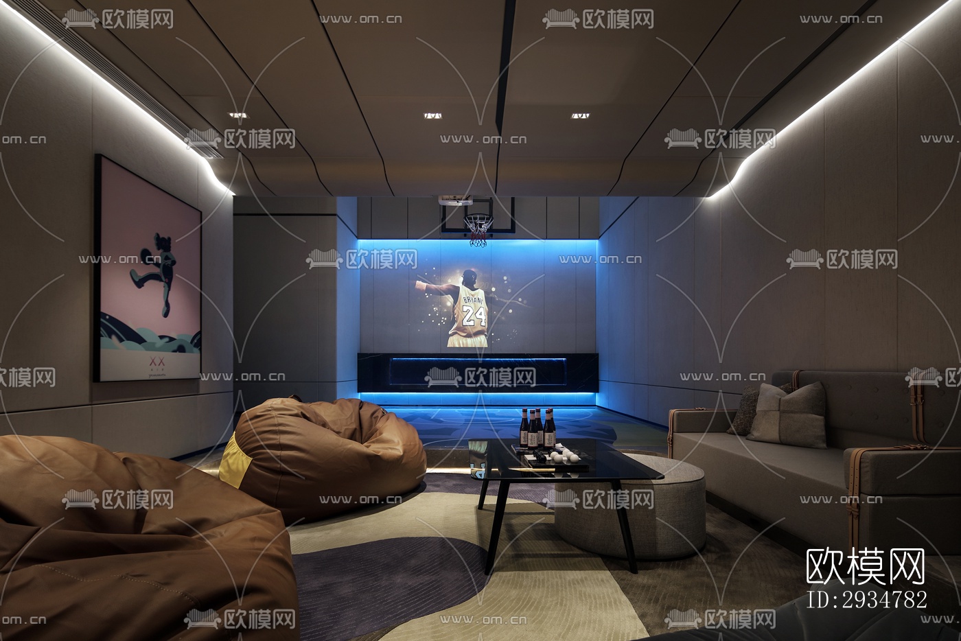 现代平层效果图下载（渲染图15）