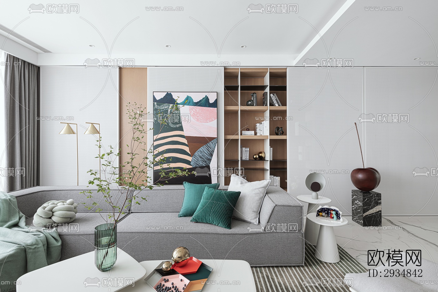 现代平层效果图下载（渲染图2）