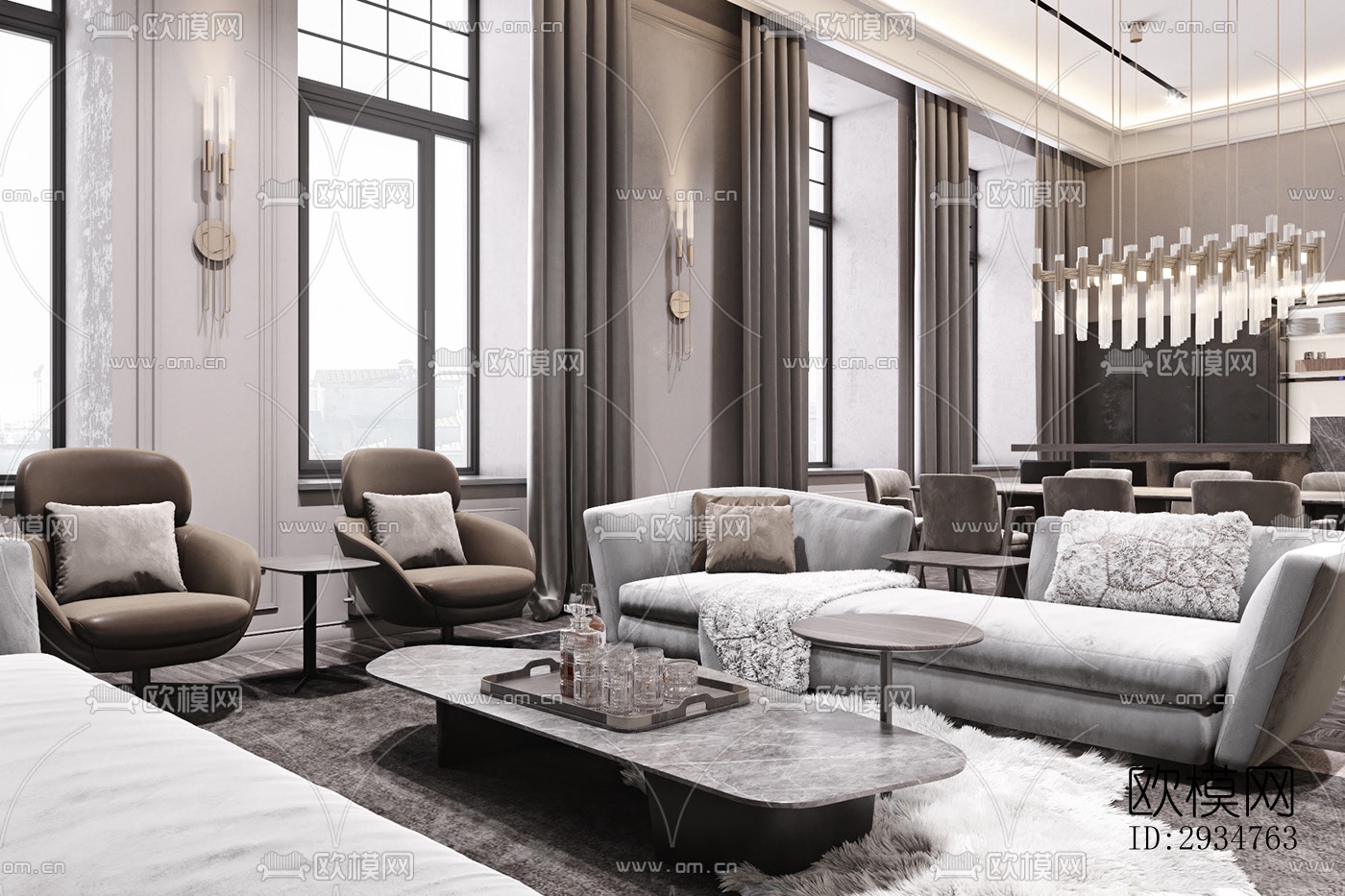 现代平层效果图下载（渲染图5）