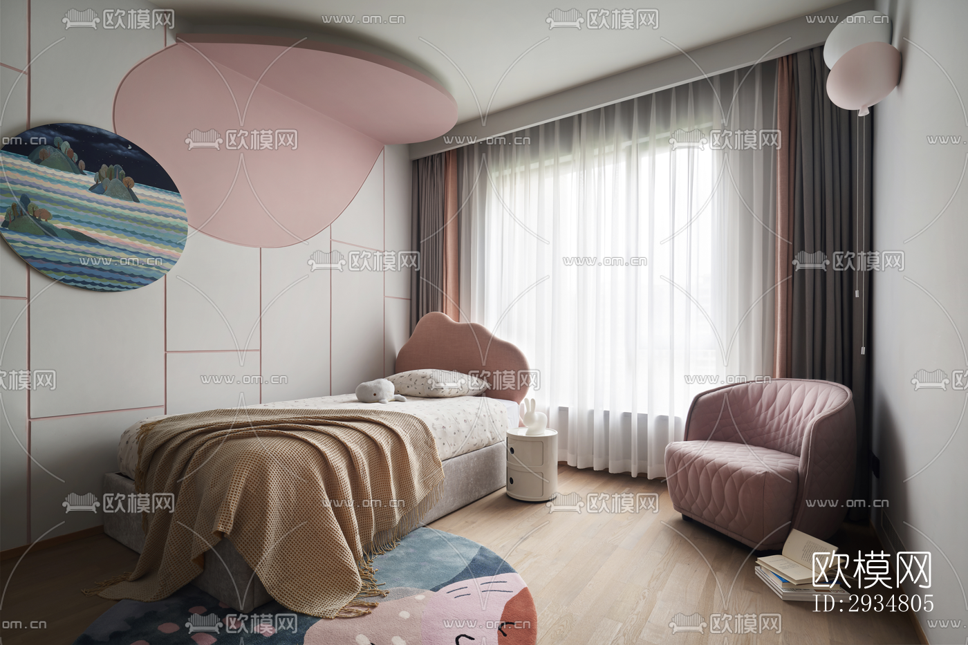 现代平层效果图下载（渲染图1）