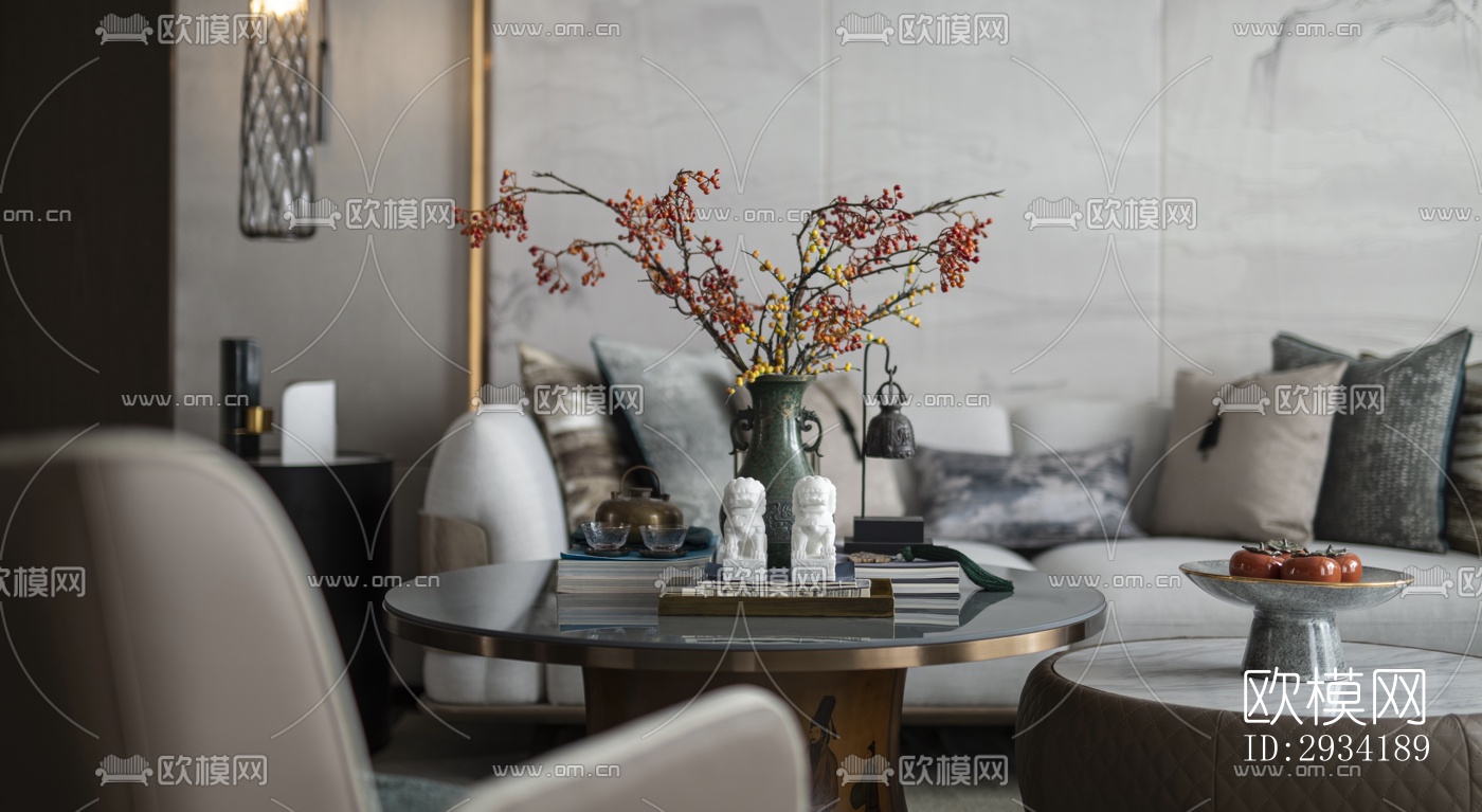 新中式复式效果图下载（渲染图14）