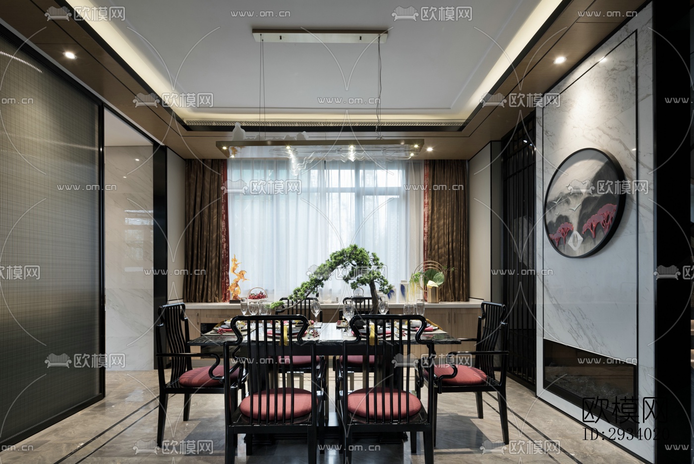 新中式别墅效果图下载（渲染图3）