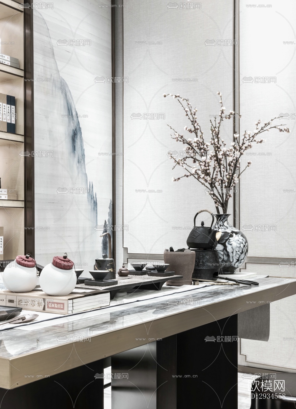 新中式平层效果图下载（渲染图16）