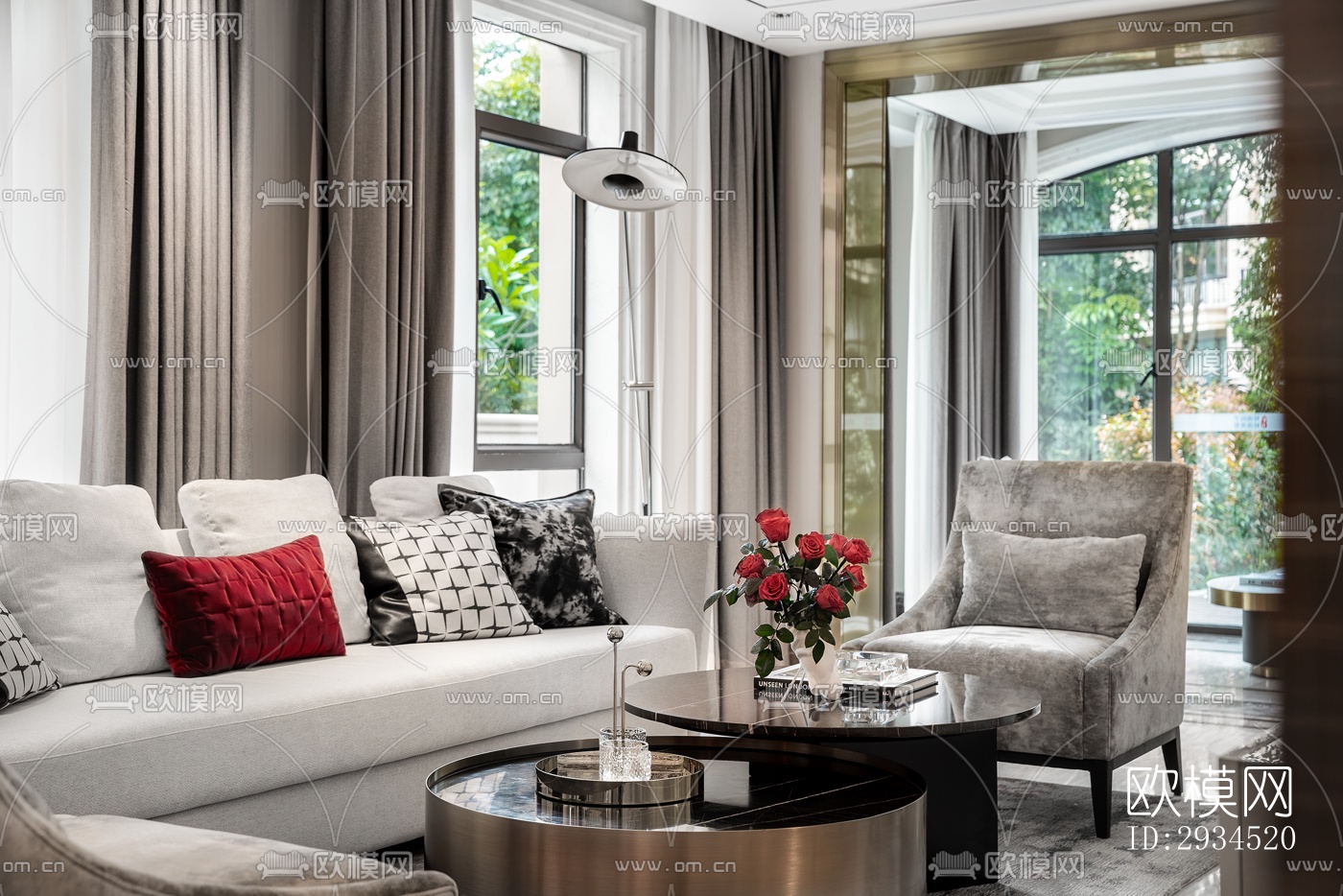 新中式平层效果图下载（渲染图15）