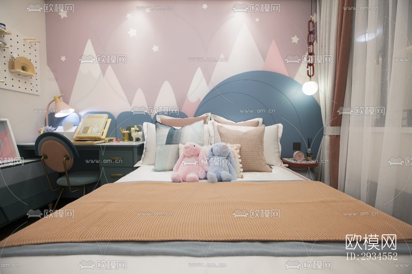 新中式平层效果图下载（渲染图7）