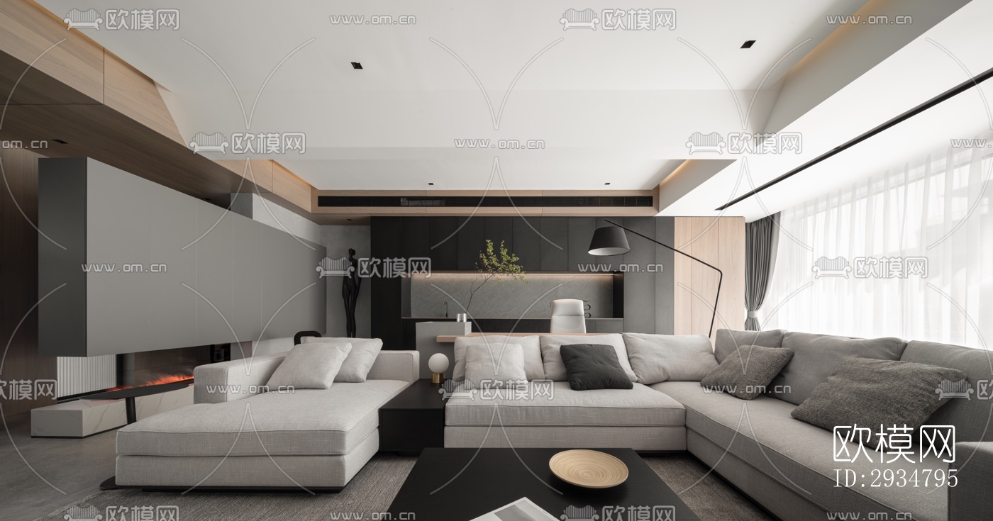 现代平层效果图下载（渲染图13）