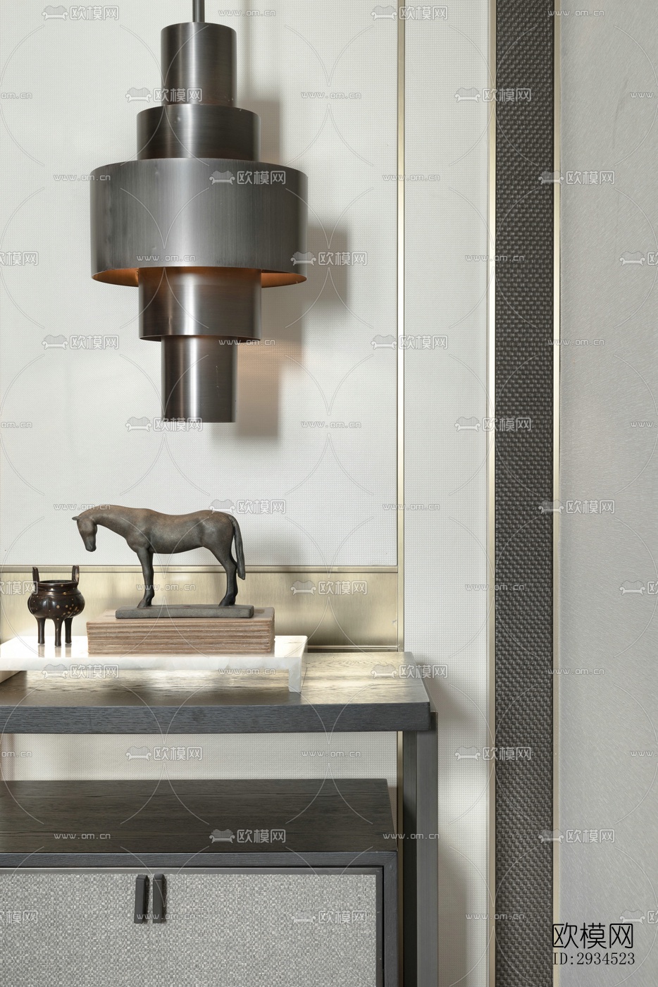 新中式平层效果图下载（渲染图12）