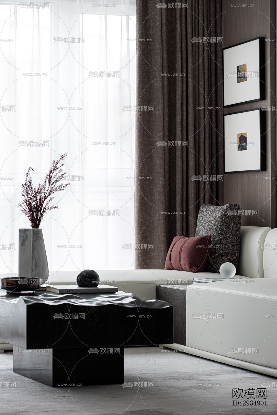 现代平层效果图下载（渲染图12）