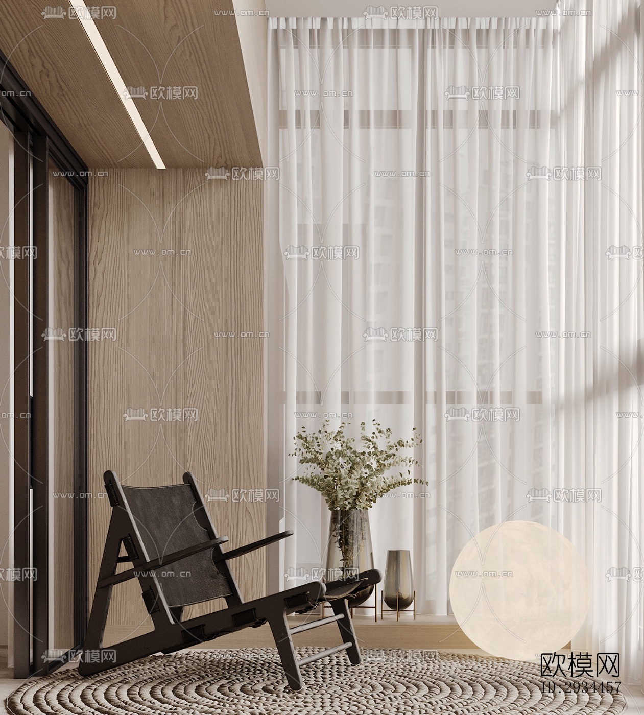 奶油风平层效果图下载（渲染图8）