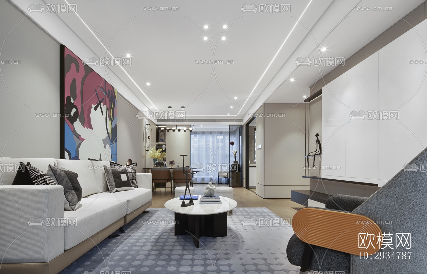 现代平层效果图下载（渲染图17）