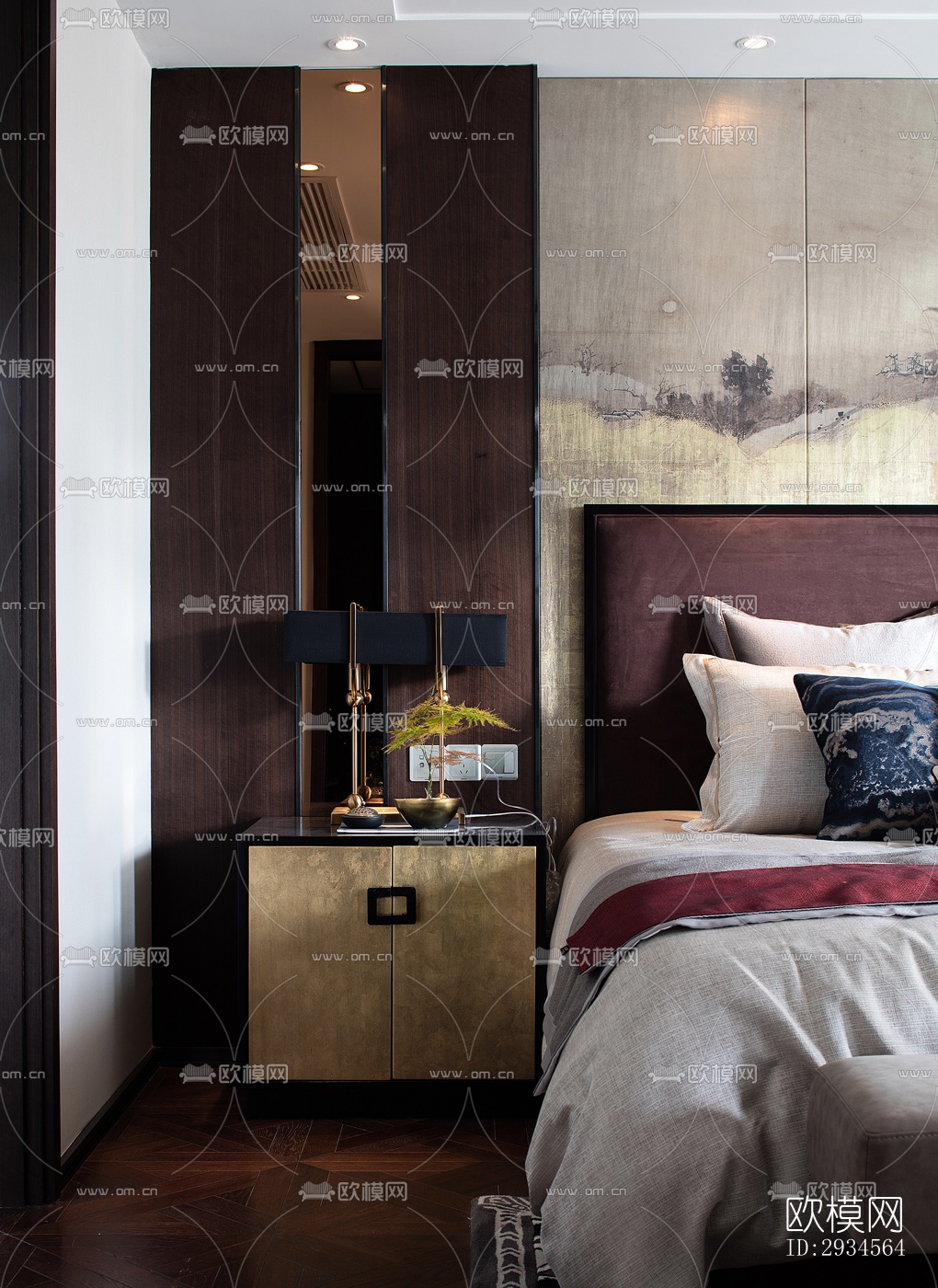 新中式平层效果图下载（渲染图3）