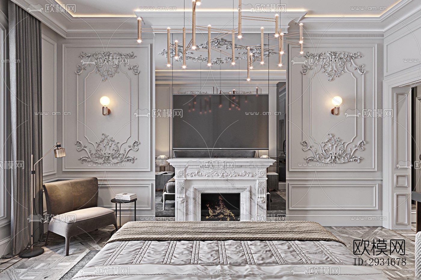 欧式平层效果图下载（渲染图8）