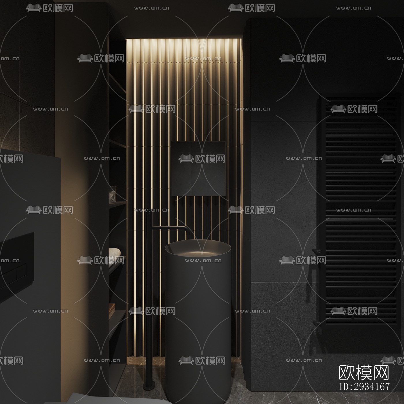 高级灰别墅效果图下载（渲染图12）