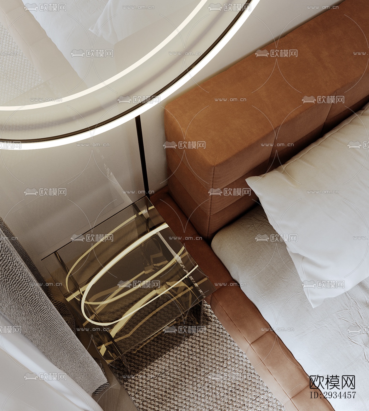 奶油风平层效果图下载（渲染图12）