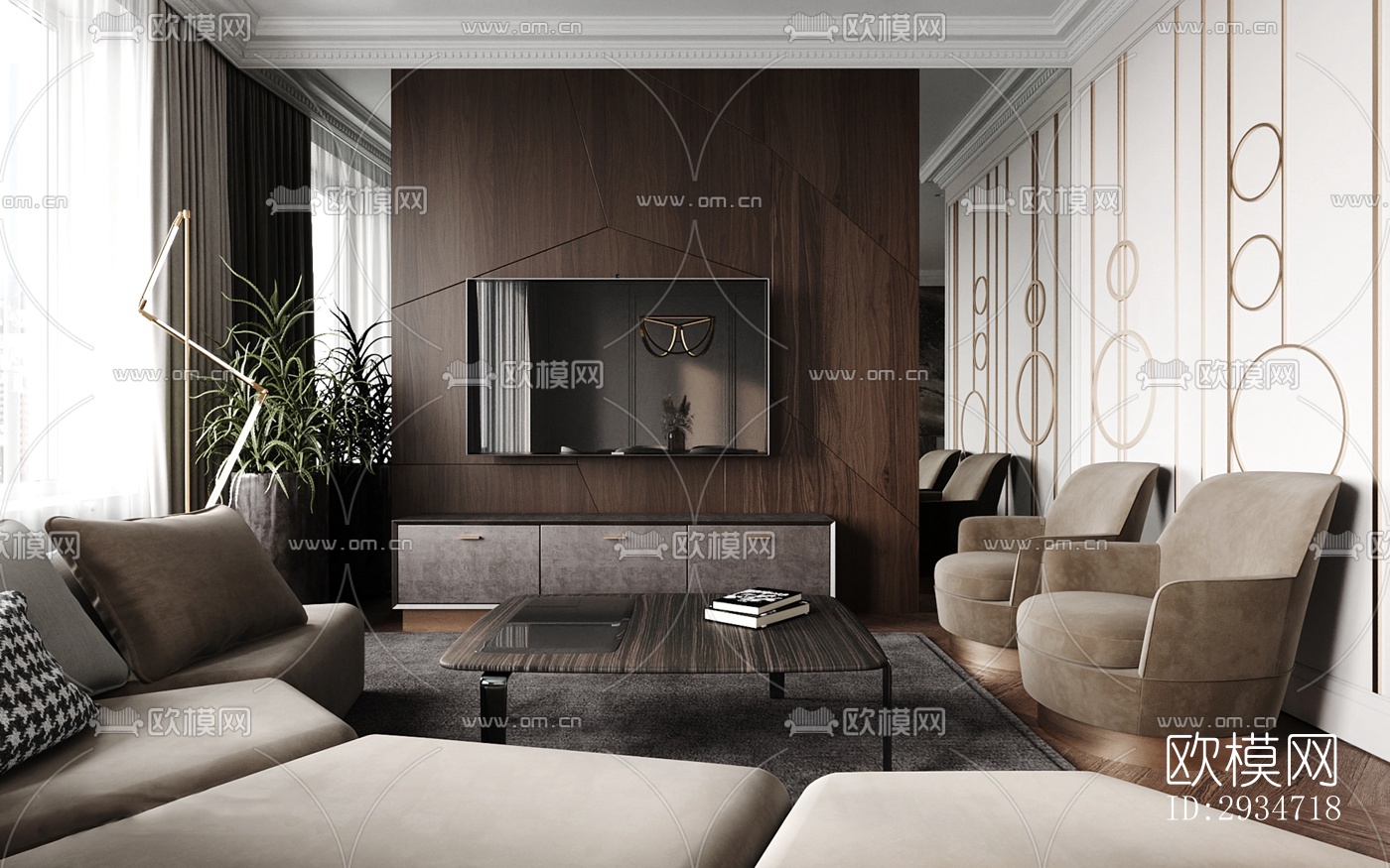 现代平层效果图下载（渲染图16）