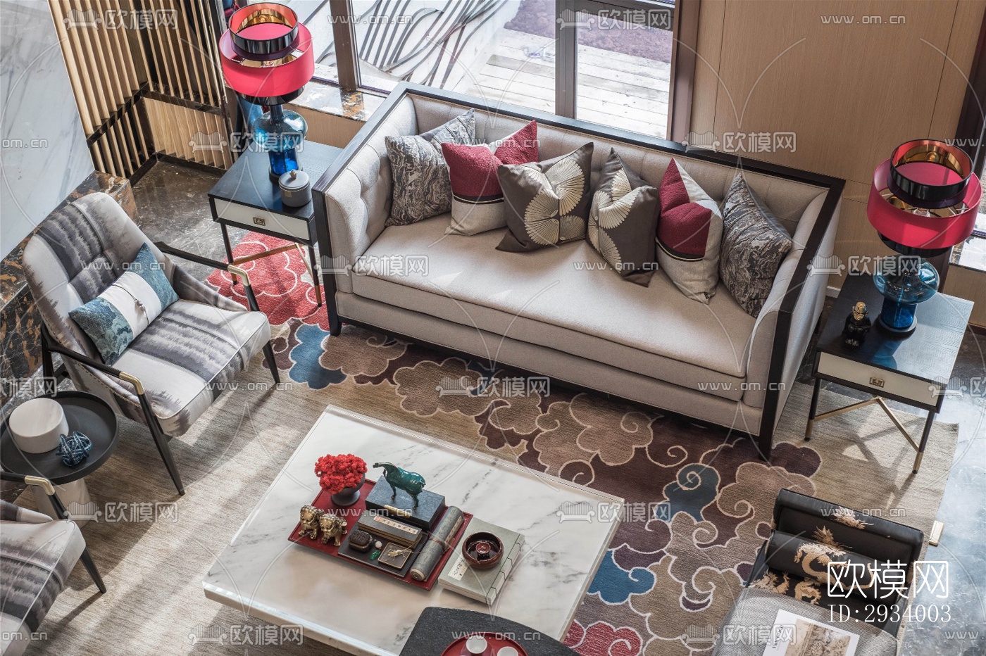 新中式别墅效果图下载（渲染图10）