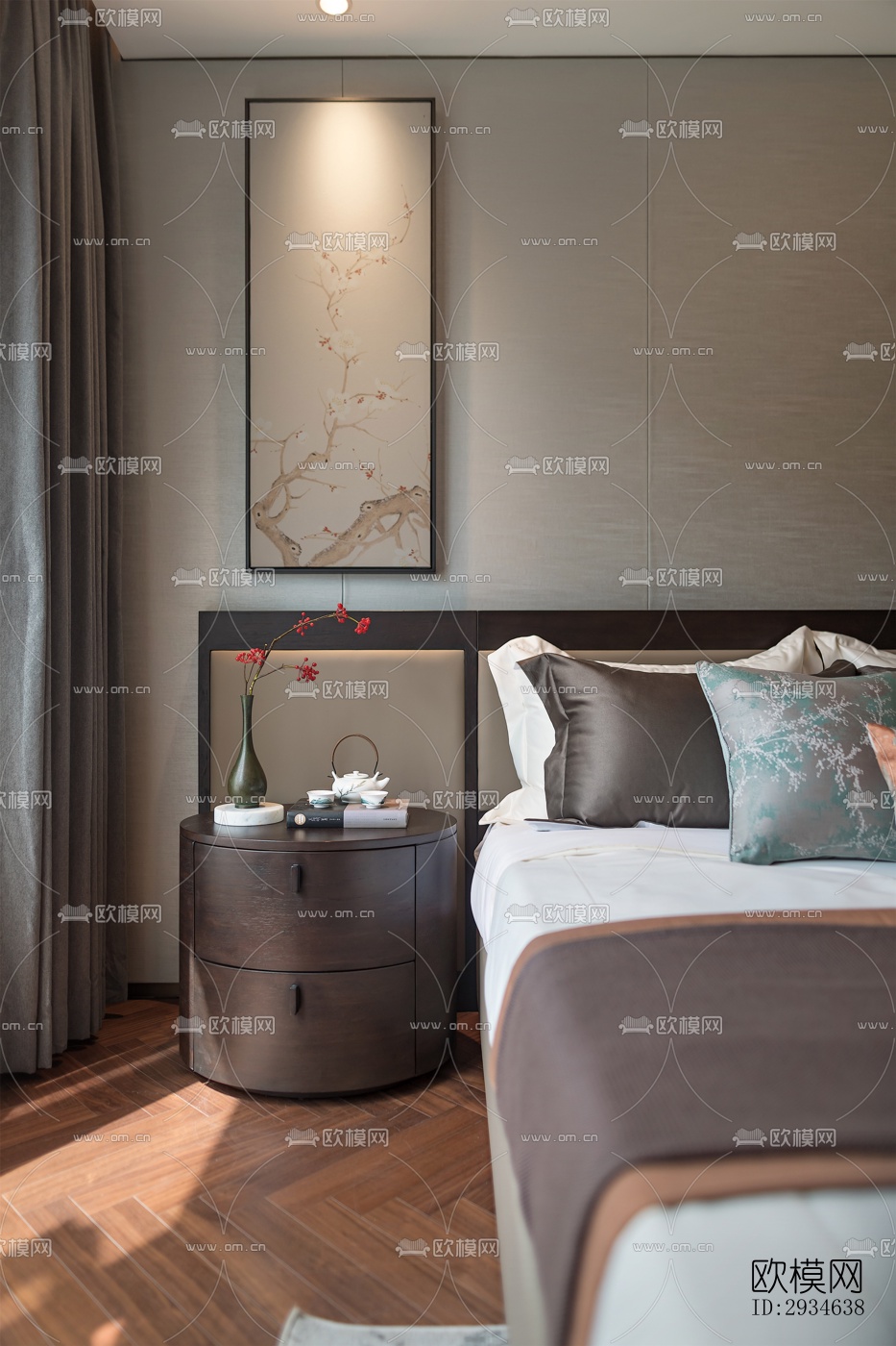 新中式平层效果图下载（渲染图18）