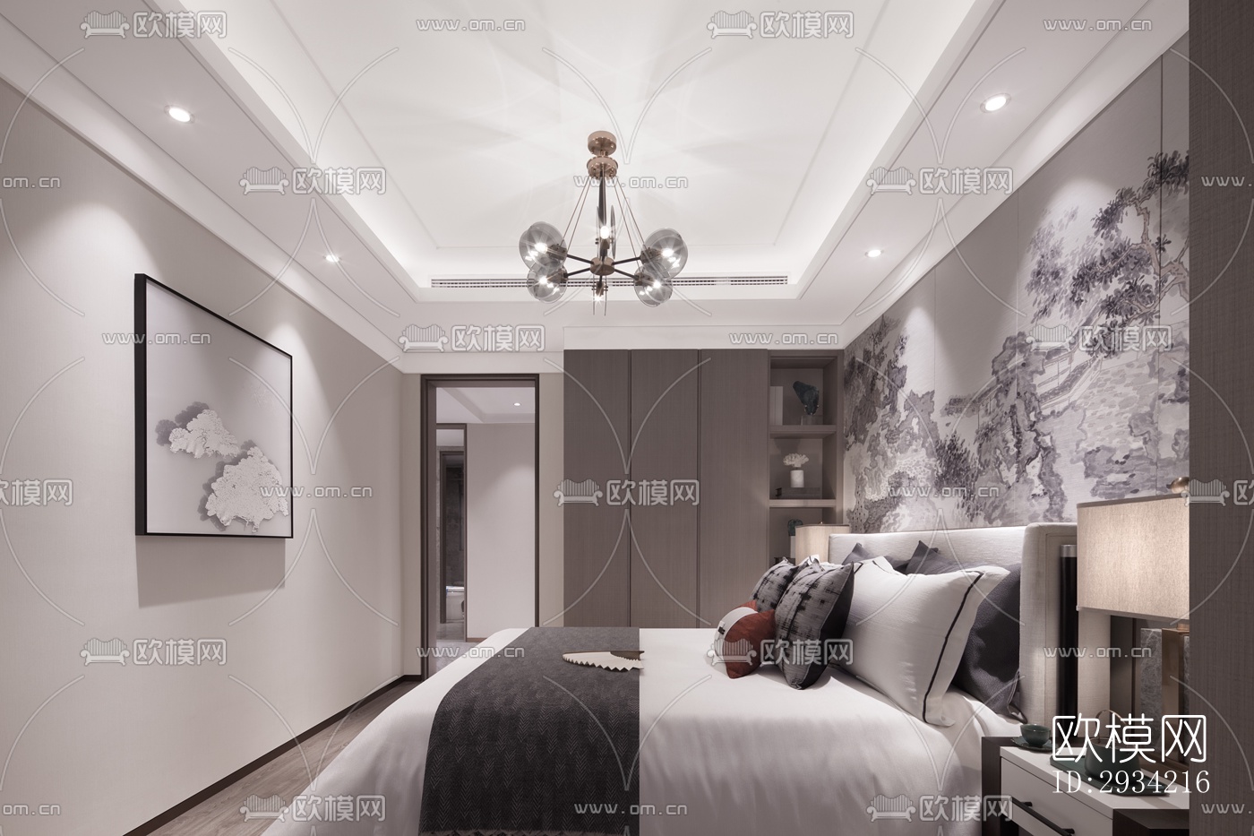 新中式复式效果图下载（渲染图4）