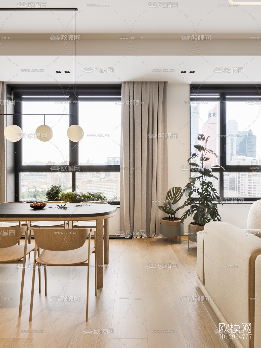 现代平层效果图下载（渲染图20）