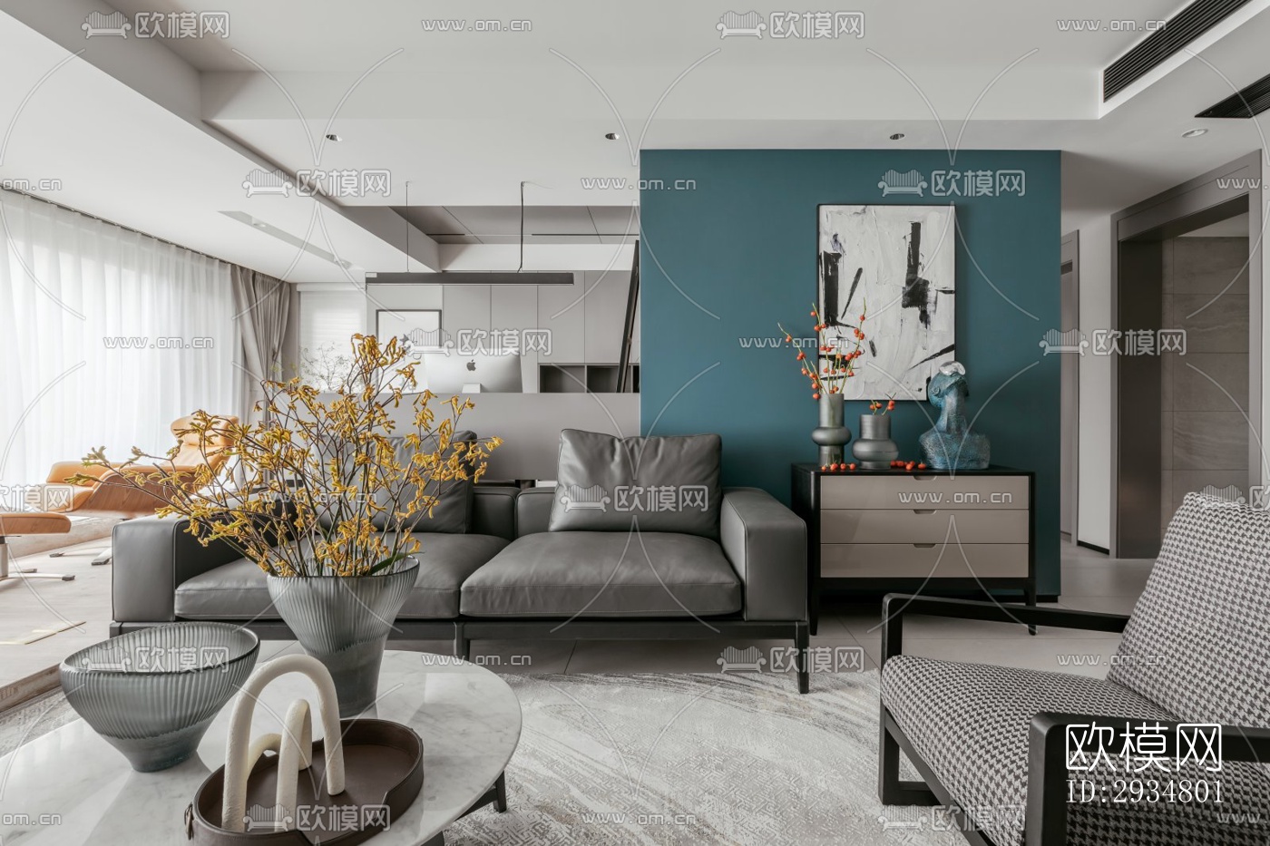 现代平层效果图下载（渲染图9）