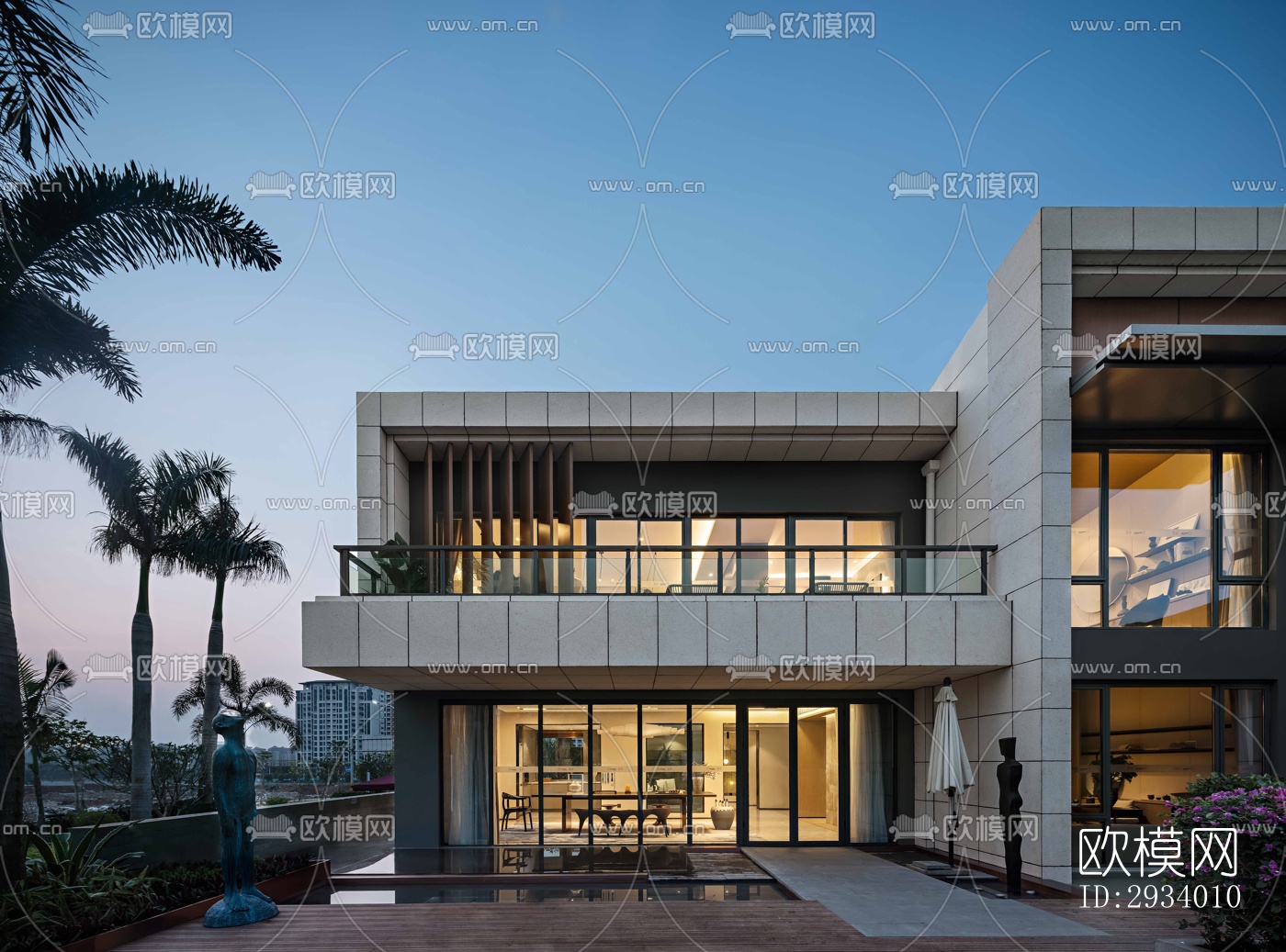 新中式别墅效果图下载（渲染图10）