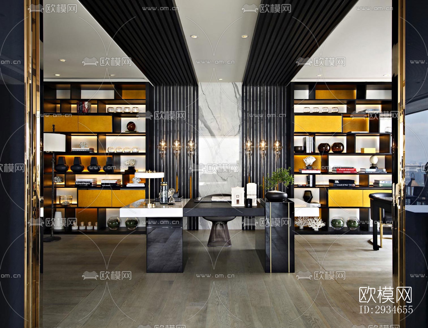 新中式平层效果图下载（渲染图13）