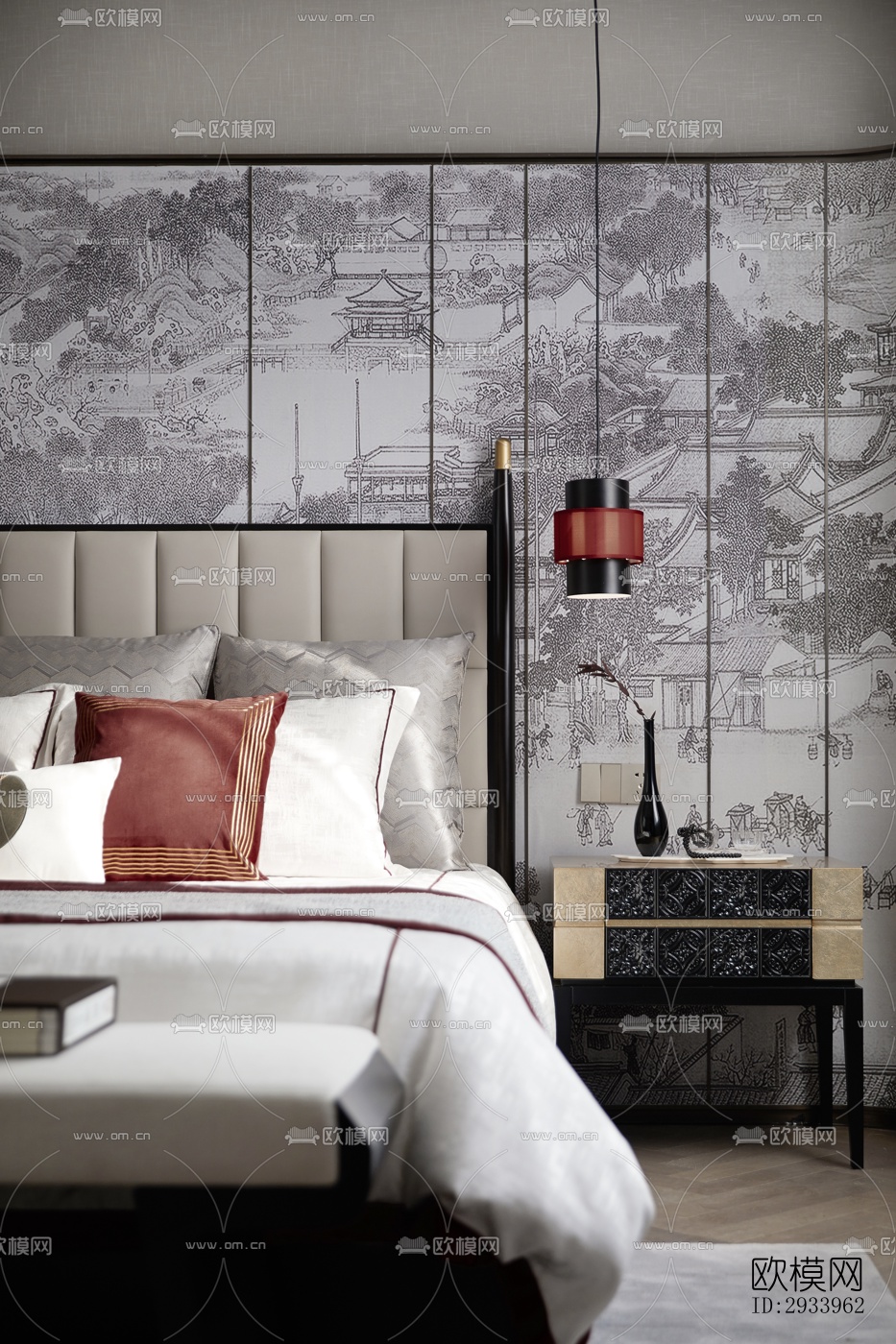 新中式别墅效果图下载（渲染图4）