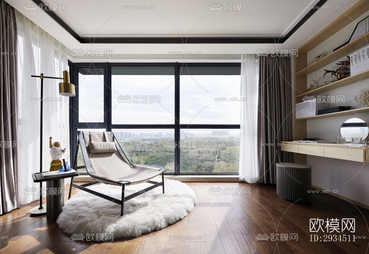 新中式平层效果图下载（渲染图5）